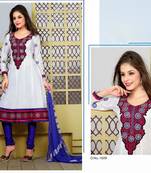 White Anarkali Suit With Fanatastic Blue Dupatta
