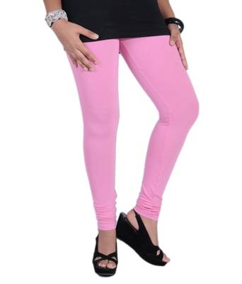 Pink cotton lycra stitched leggings 3