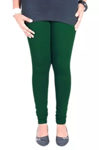 Green cotton lycra stitched leggings