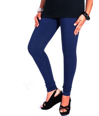 Blue cotton lycra stitched leggings 2