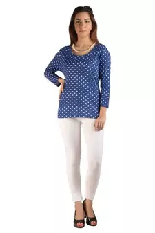 White cotton lycra stitched leggings