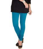 Sky Blue cotton lycra stitched leggings