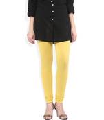 Yellow cotton lycra stitched leggings