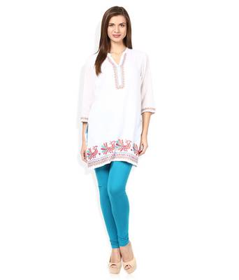 Blue cotton lycra stitched leggings 2