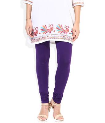 Purple cotton lycra stitched leggings 1