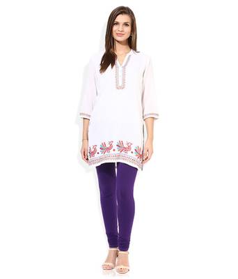 Purple cotton lycra stitched leggings 2