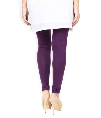 Purple cotton lycra stitched leggings 4