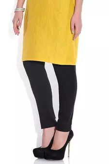 Black cotton lycra stitched leggings