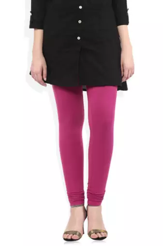 Pink cotton lycra stitched leggings