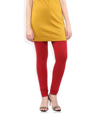 Red cotton lycra stitched leggings 1
