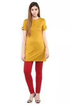 Red cotton lycra stitched leggings