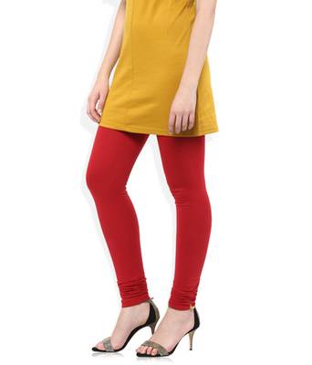 Red cotton lycra stitched leggings 3