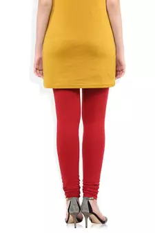 Red cotton lycra stitched leggings