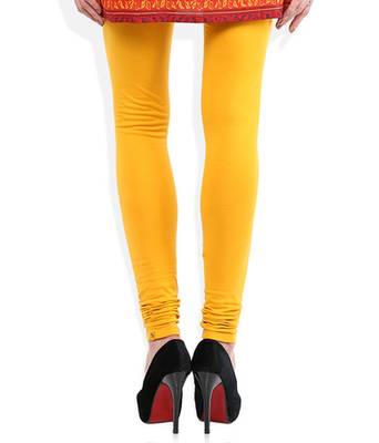 Yellow cotton lycra stitched leggings 4