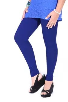 Blue cotton lycra stitched leggings