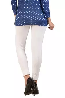 White cotton lycra stitched leggings