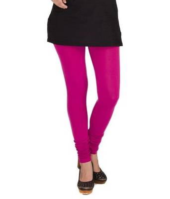 Pink cotton lycra stitched leggings 1