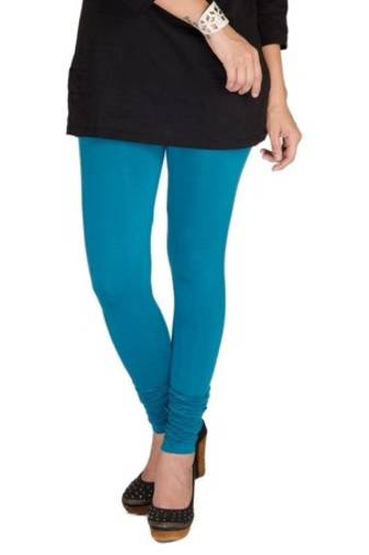 Blue cotton lycra stitched leggings