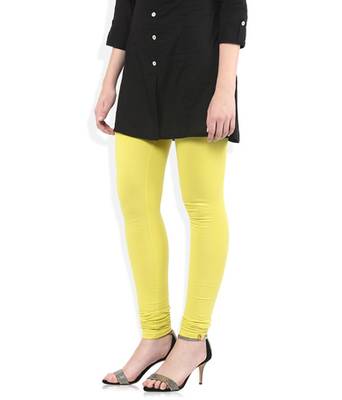 Yellow cotton lycra stitched leggings 3
