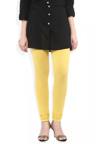 Yellow cotton lycra stitched leggings