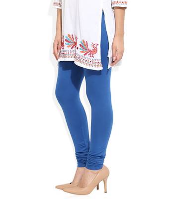 Blue cotton lycra stitched leggings 3