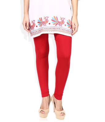 Red cotton lycra stitched leggings 1