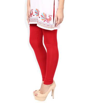 Red cotton lycra stitched leggings 3
