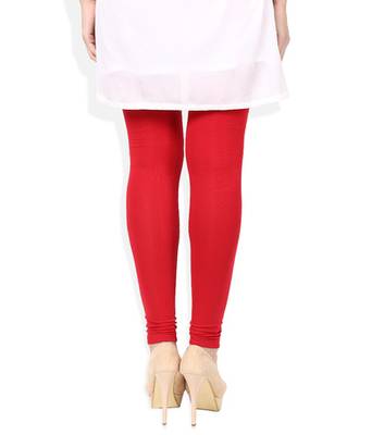 Red cotton lycra stitched leggings 4