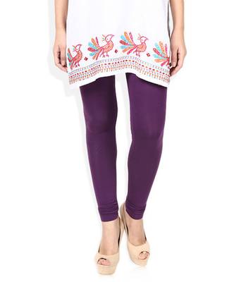Purple cotton lycra stitched leggings 1
