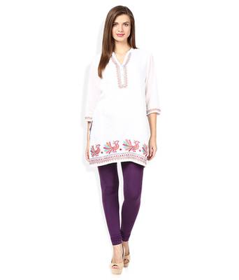 Purple cotton lycra stitched leggings 2