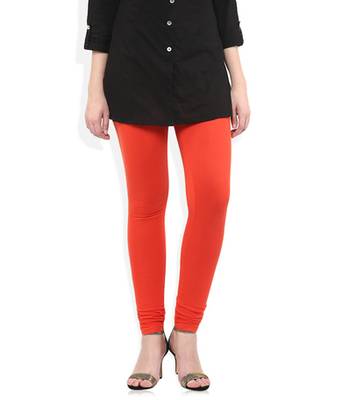 Red cotton lycra stitched leggings 1