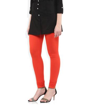 Red cotton lycra stitched leggings 3