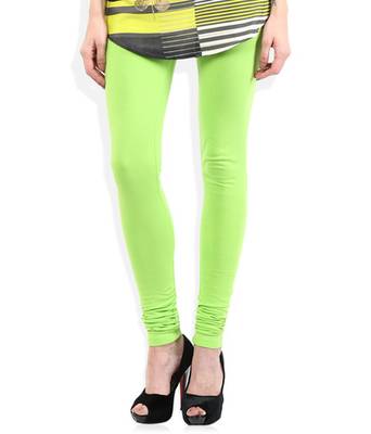 Green cotton lycra stitched leggings 1