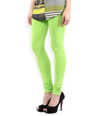 Green cotton lycra stitched leggings 3