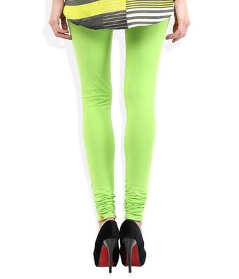Green cotton lycra stitched leggings 4