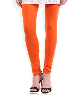 Orange cotton lycra stitched leggings 1