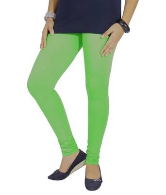 Green cotton lycra stitched leggings 2