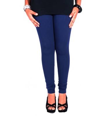 Blue cotton lycra stitched leggings 1