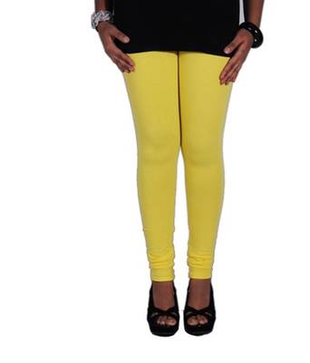 Yellow cotton lycra stitched leggings 1