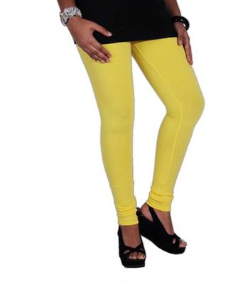 Yellow cotton lycra stitched leggings 3