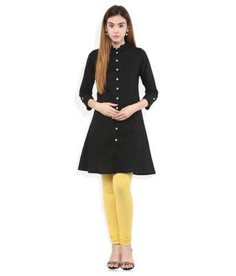 Yellow cotton lycra stitched leggings 2
