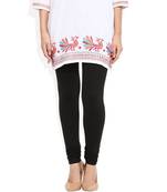 Black cotton lycra stitched leggings
