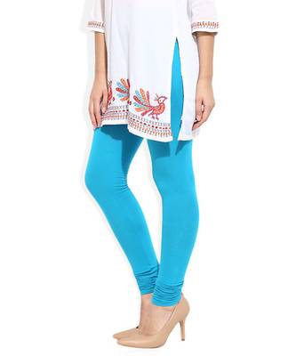 Blue cotton lycra stitched leggings 3