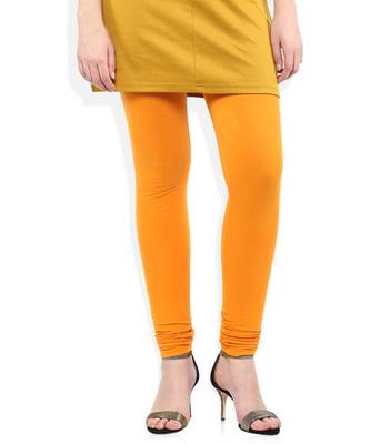 Yellow cotton lycra stitched leggings 1