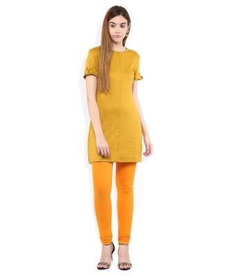 Yellow cotton lycra stitched leggings 2