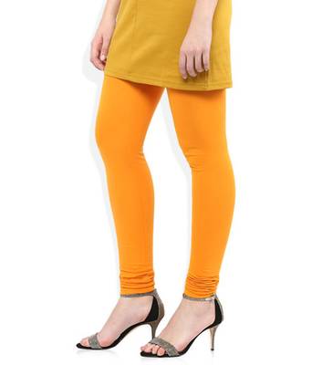 Yellow cotton lycra stitched leggings 3