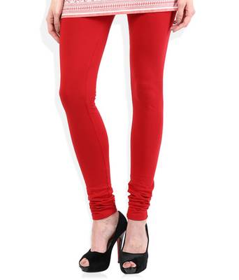 Red cotton lycra stitched leggings 1