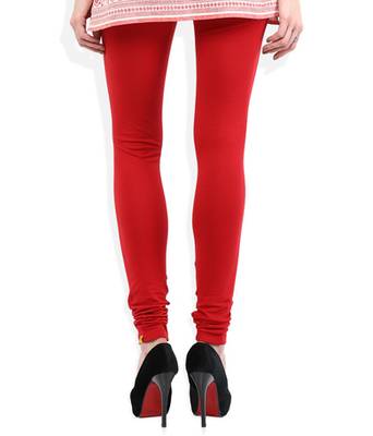 Red cotton lycra stitched leggings 4
