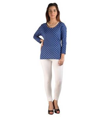 White cotton lycra stitched leggings 2