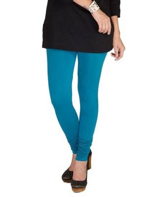 Blue cotton lycra stitched leggings 1